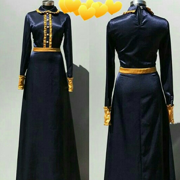 navy blue and mustard dress